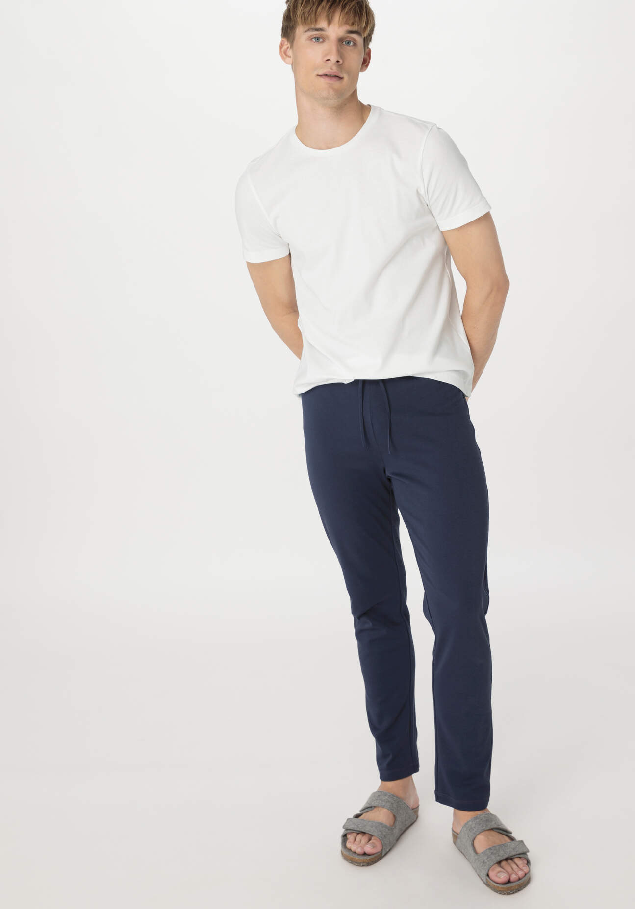 hessnatur Herren Schlafhose Relaxed aus Bio-Baumwolle - blau Grösse46