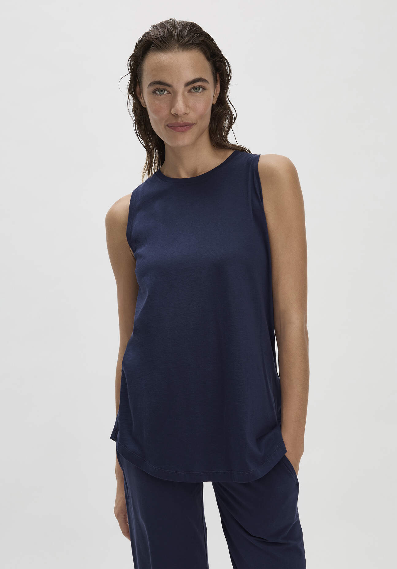 Thumbnail - hessnatur Loungewear Top Regular ACTIVE LIGHT aus Bio-Baumwolle - blau - Größe 38