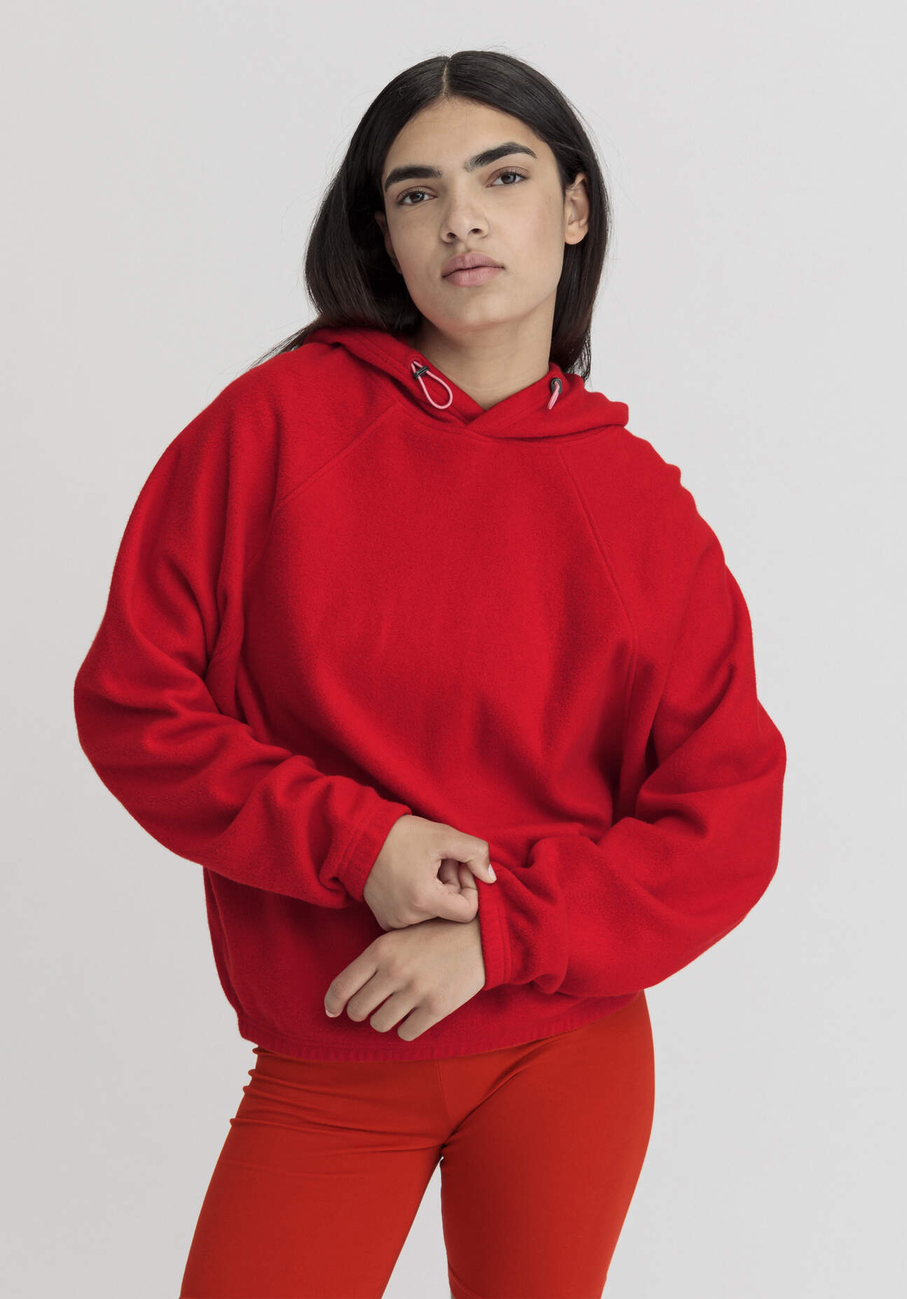 Thumbnail - hessnatur Loungewear Fleece Hoodie Oversized ACTIVE COMFORT aus Bio-Baumwolle - rot - Größe S
