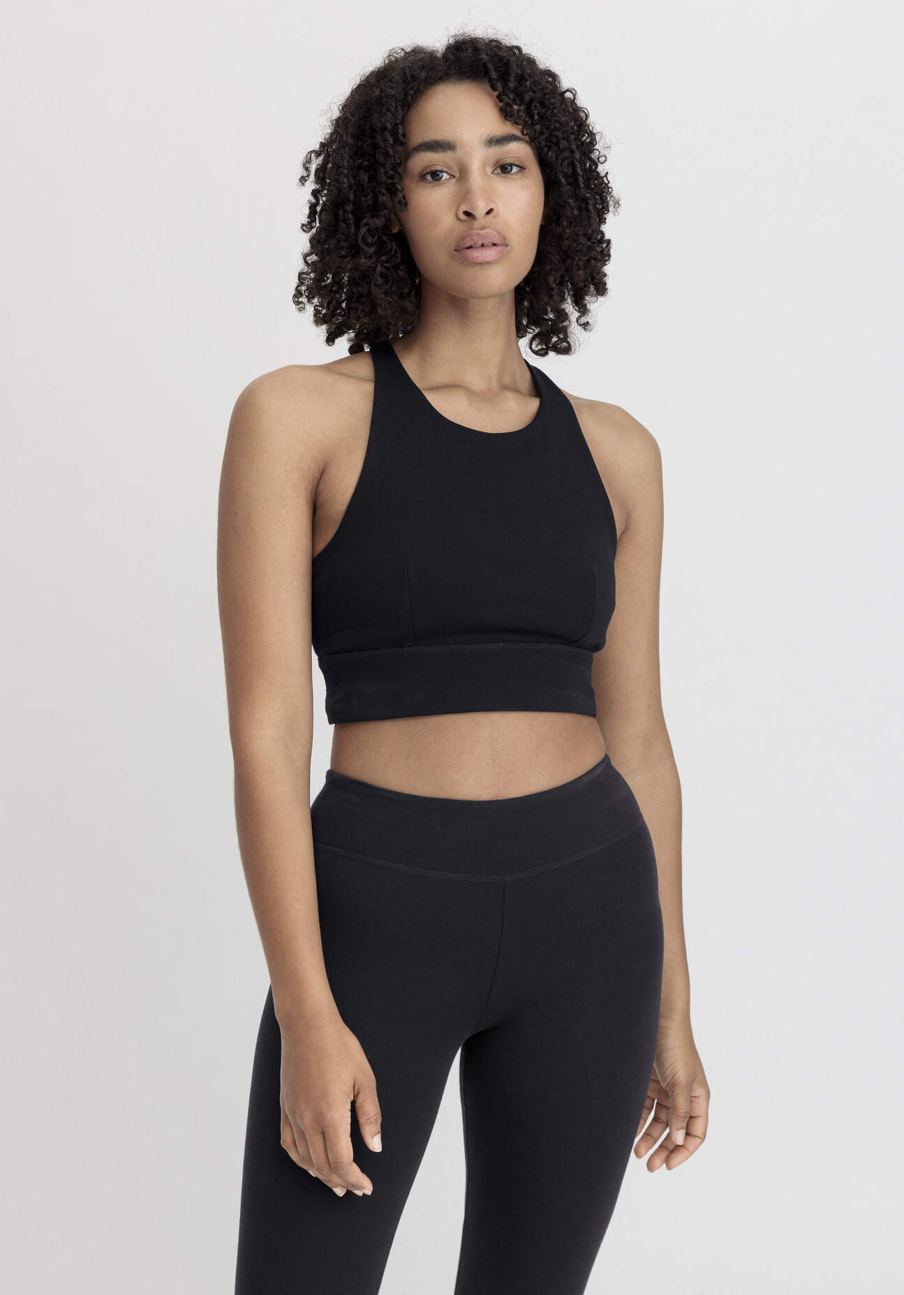 Thumbnail - hessnatur Loungewear Bustier Fitted Highneck ACTIVE LIGHT aus Bio-Baumwolle - schwarz - Größe 44