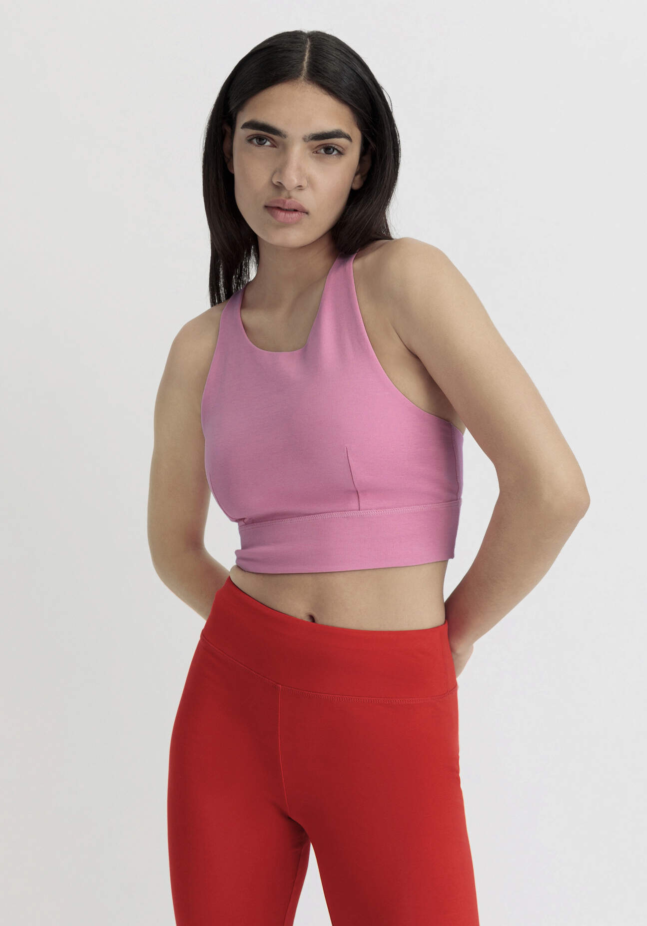 Thumbnail - hessnatur Loungewear Bustier Fitted Highneck ACTIVE LIGHT aus Bio-Baumwolle - rosa - Größe 44