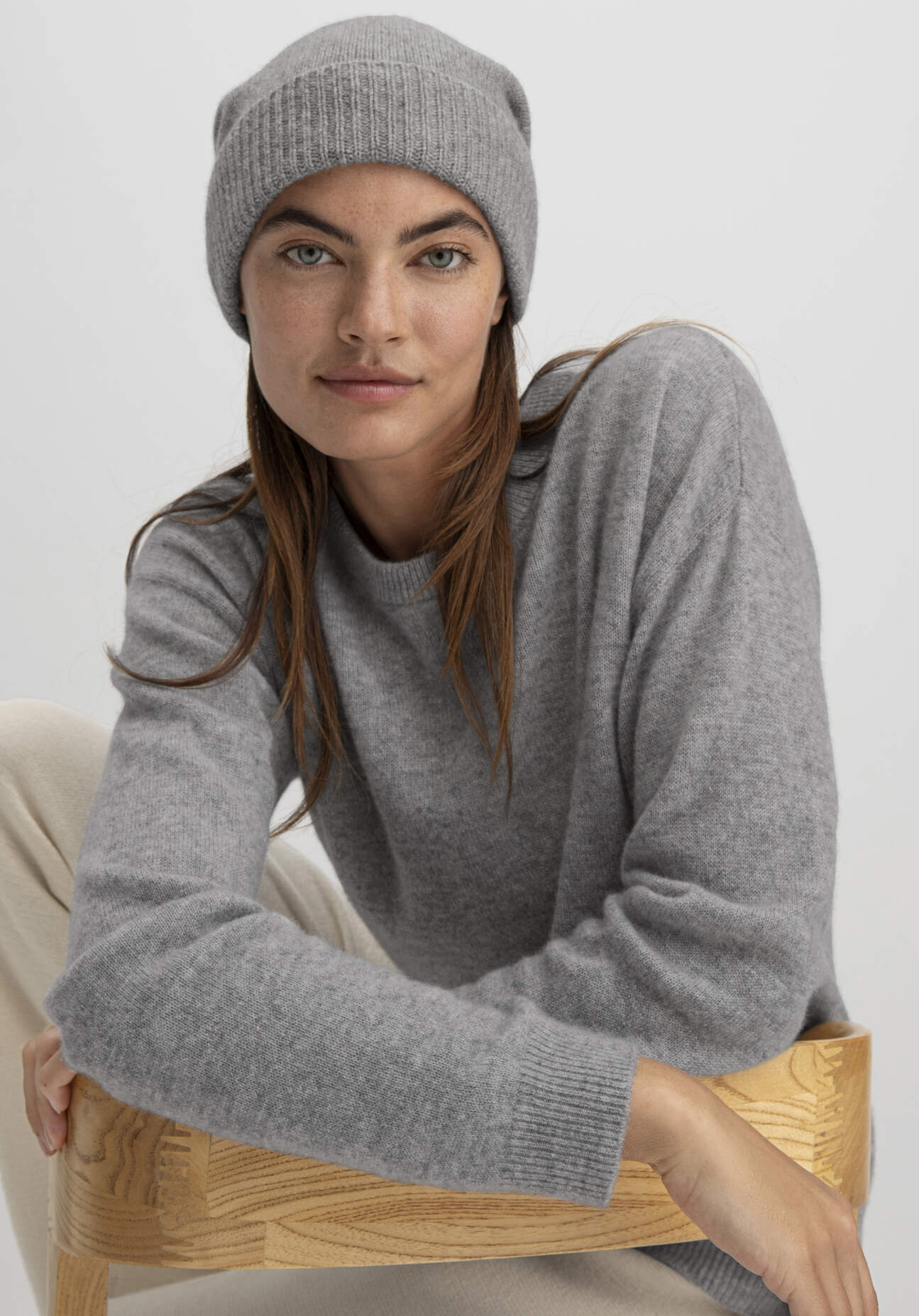 hessnatur Damen Mütze BETTER RECYCLING aus Cashmere - grau Größe One Size