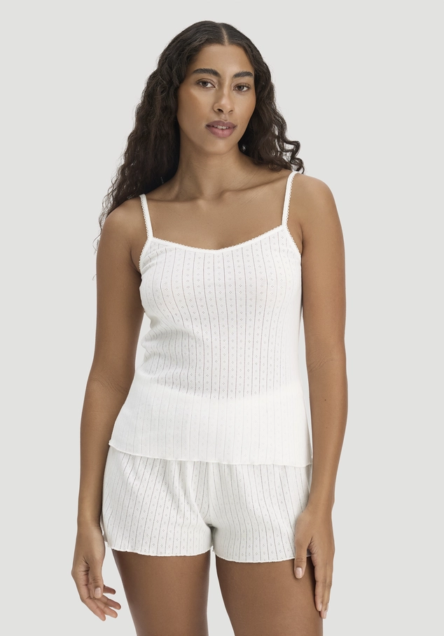 Pointelle Spaghetti Top PURE COTTON aus reiner Bio-Baumwolle