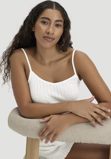 Pointelle Spaghetti Top PURE COTTON aus reiner Bio-Baumwolle - 1