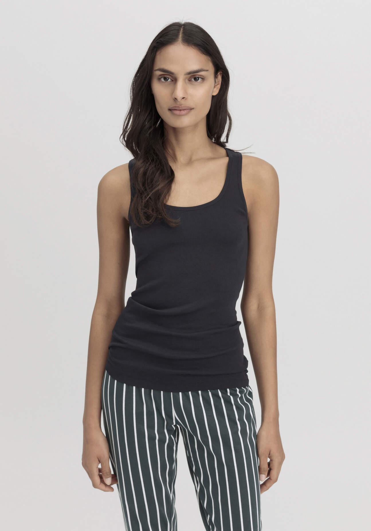 hessnatur Damen Rundhals Tanktop im 2-Pack PURE COTTON aus Bio-Baumwolle - schwarz Grösse40