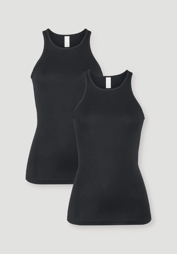 High-neck tank top in a 2-pack PURE COTTON made from pure organic cotton