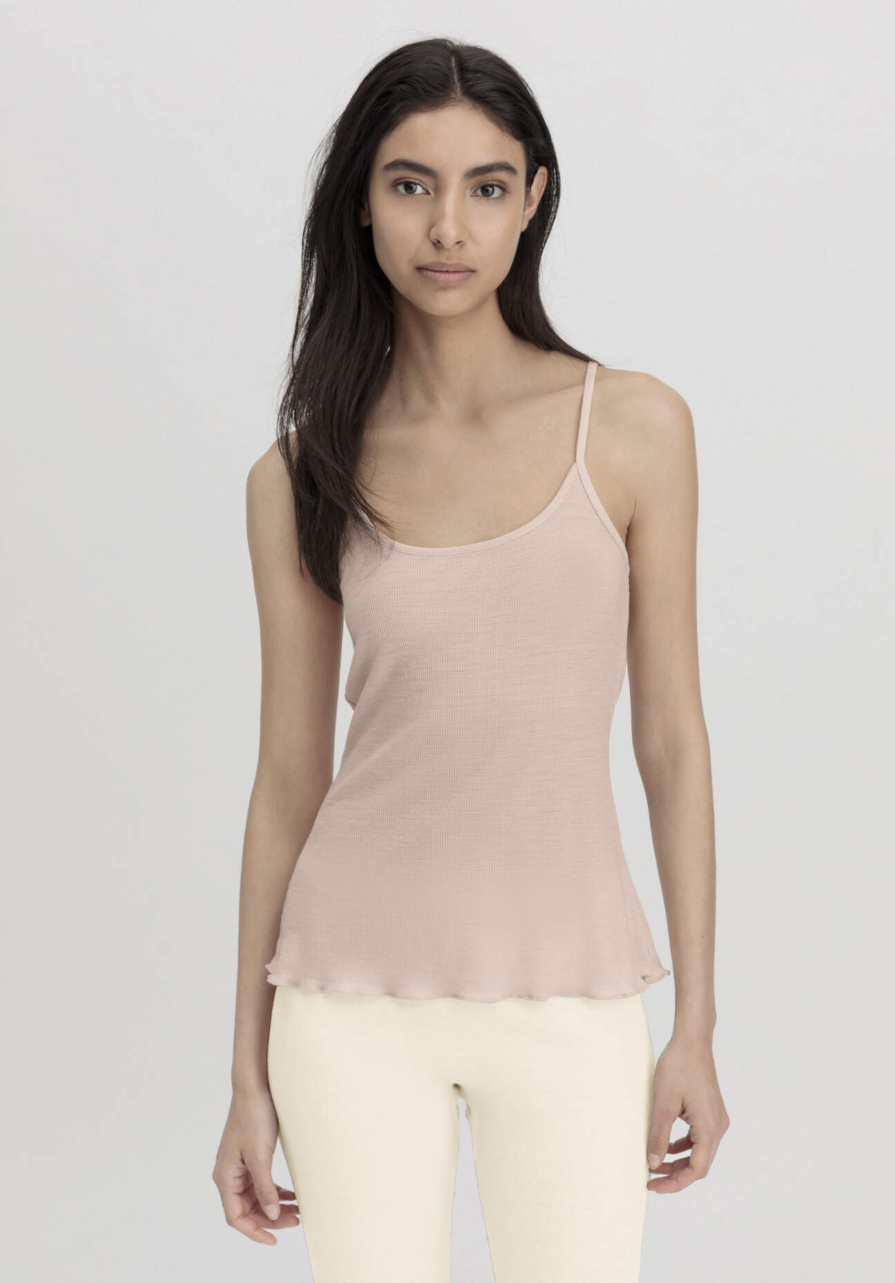 hessnatur Damen Spaghetti Top Fitted WARM TOUCH aus Bio-Merinowolle und TENCEL™ Lyocell - beige Größe 38