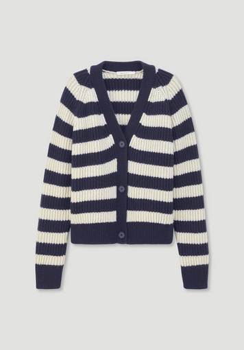Strickjacke Streifen Relaxed aus Bio-Merinowolle mit Bio-Baumwolle Strickjacke Streifen Relaxed aus Bio-Merinowolle mit Bio-Baumwolle
