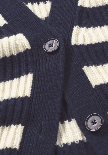 Cardigan striped relaxed made of organic merino wool with organic cotton - 6