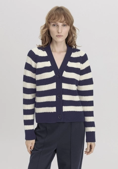 Strickjacke Streifen Relaxed aus Bio-Merinowolle mit Bio-Baumwolle