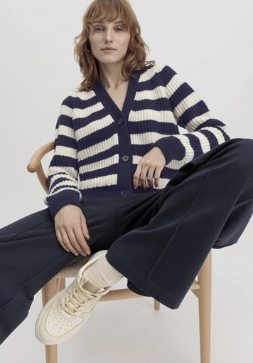 Strickjacke Streifen Relaxed aus Bio-Merinowolle mit Bio-Baumwolle - 4