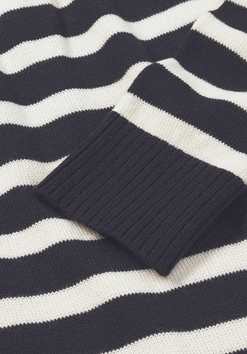 Knitted dress striped midi relaxed made of pure organic cotton and soft new wool - 5
