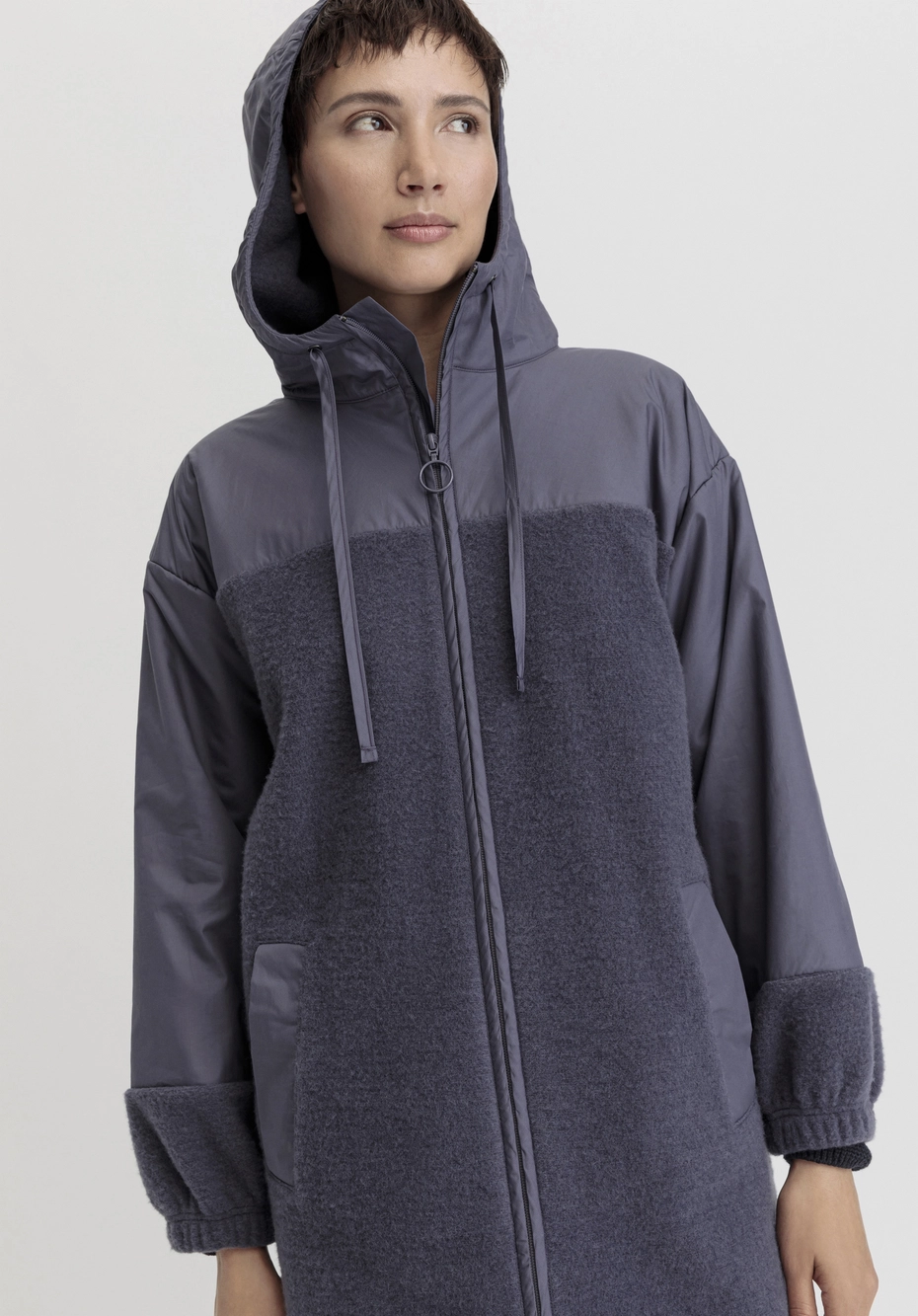 Wollfleece Mantel Relaxed aus Bio-Merinowolle mit Bio-Baumwolle 56005