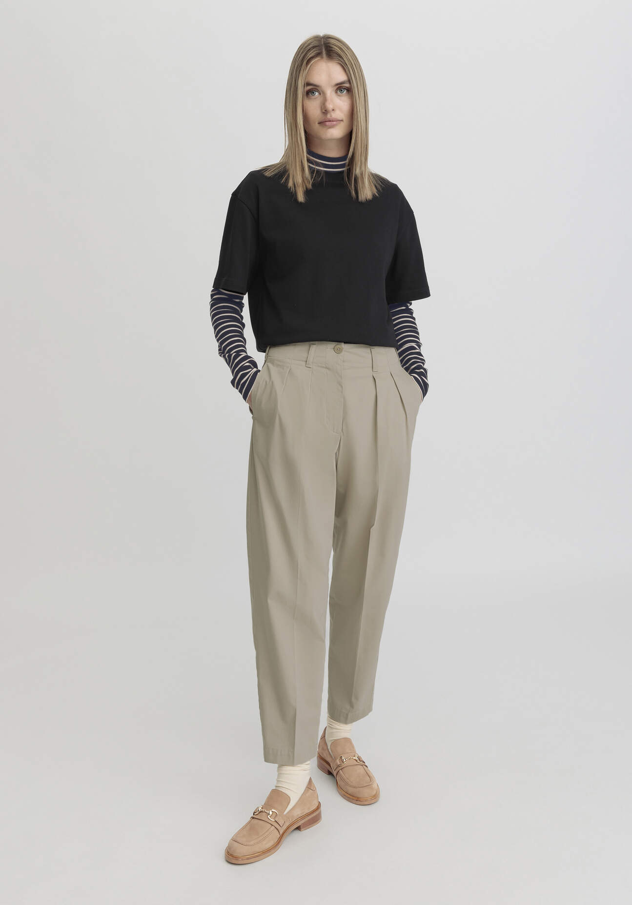 hessnatur Damen Hose Ballon Relaxed aus Bio-Baumwolle - beige Größe 34