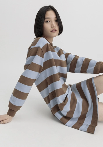 Sweat Kleid Streifen Relaxed aus reiner Bio-Baumwolle - 3