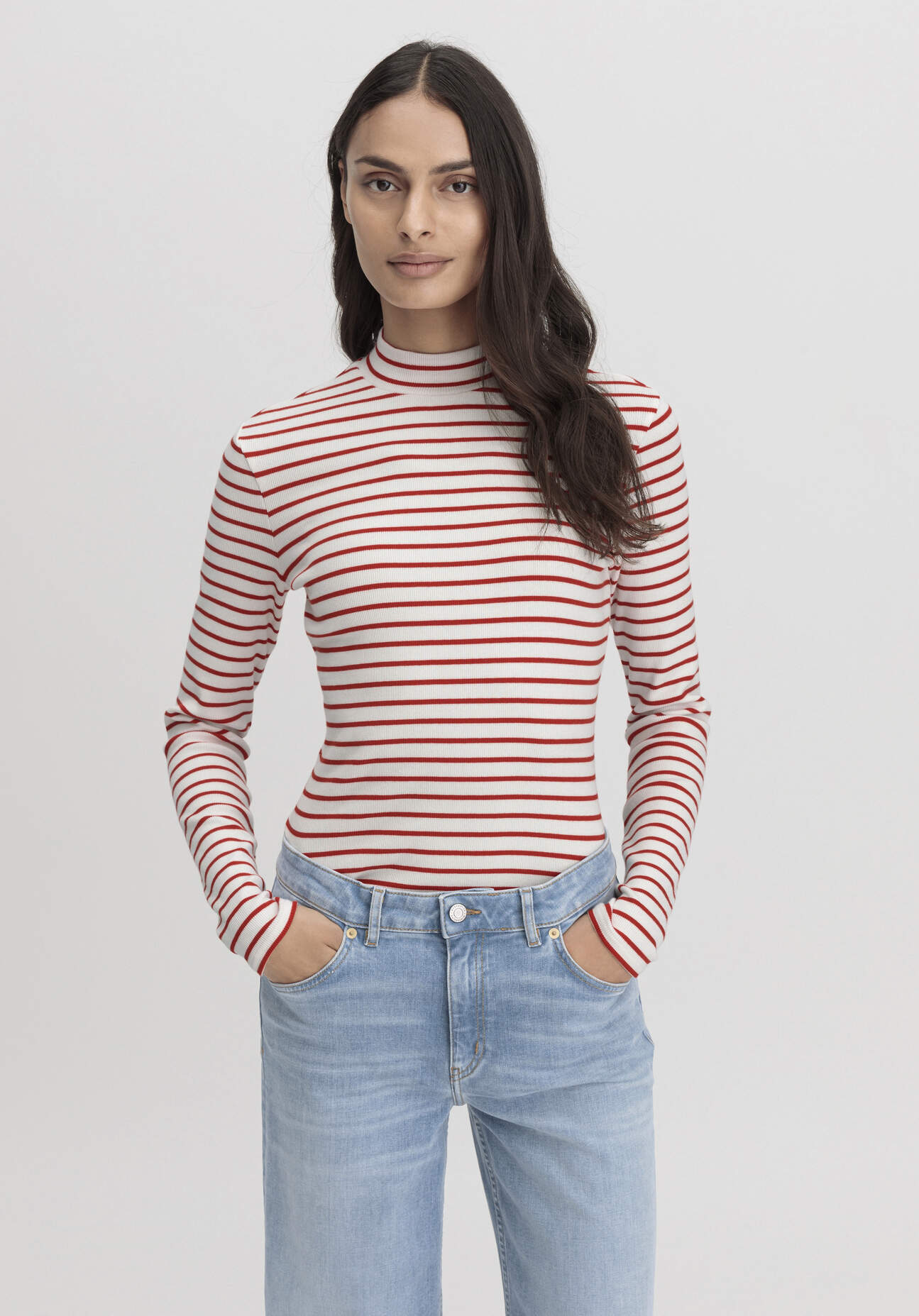 hessnatur Damen Rib Shirt Slim aus Bio-Baumwolle - rot Grösse48