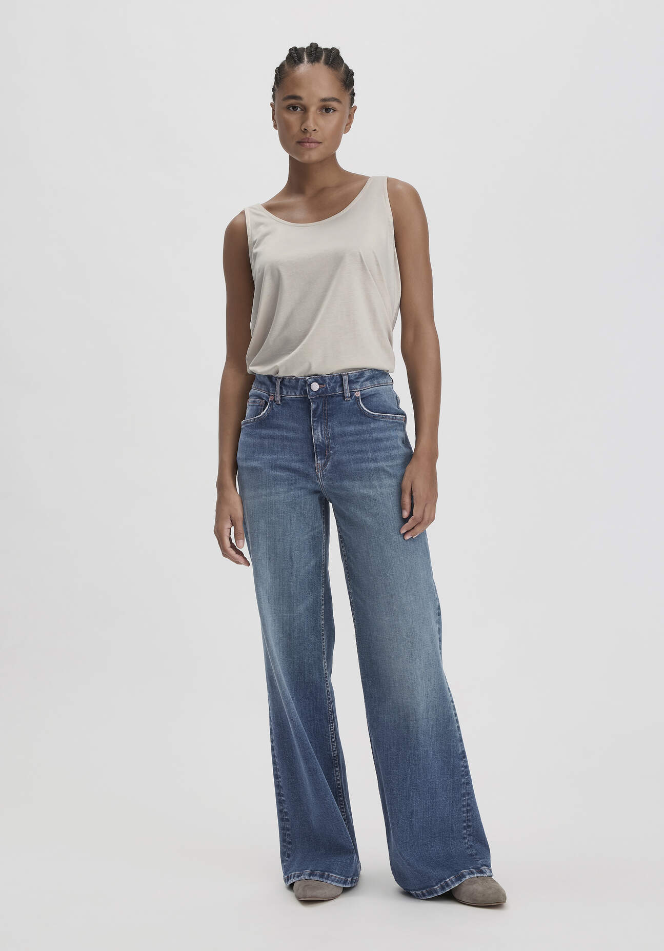 hessnatur Damen Jeans ALVA Wide Leg aus Bio-Denim - blau Größe 32/32