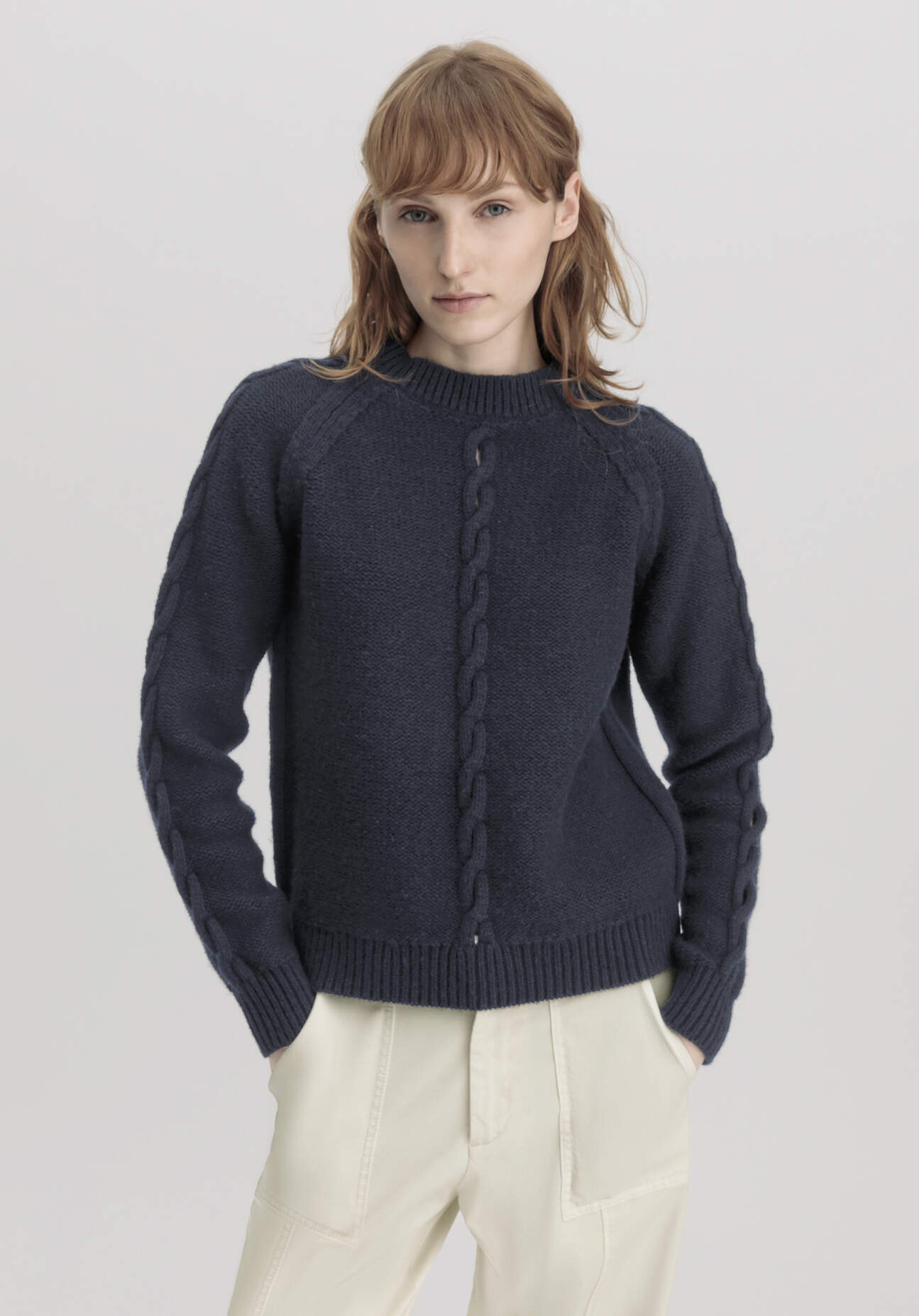 hessnatur Damen Pullover Relaxed aus Merinowolle - blau Größe XS