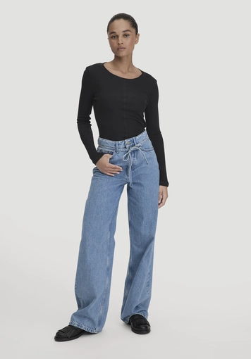 Rib Shirt Slim made from organic merino wool and TENCEL™ Lyocell - 1