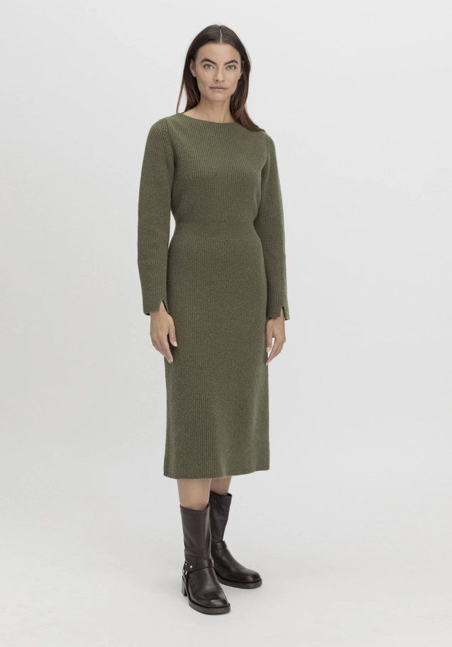 hessnatur, Knitted dress Midi Regular made of pure organic cotton and virgin wool