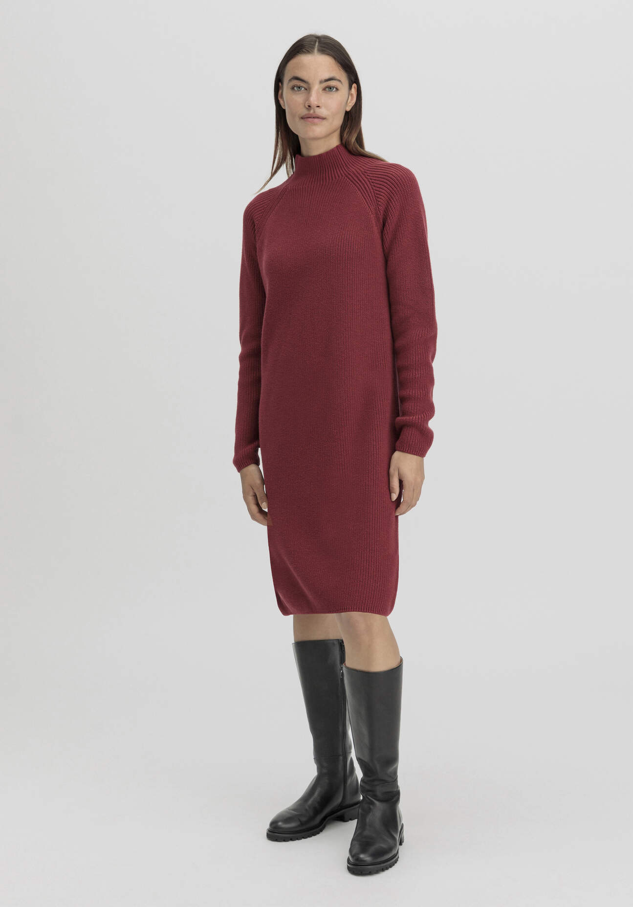 hessnatur Damen Strickkleid Regular aus Bio-Baumwolle - rot Größe M