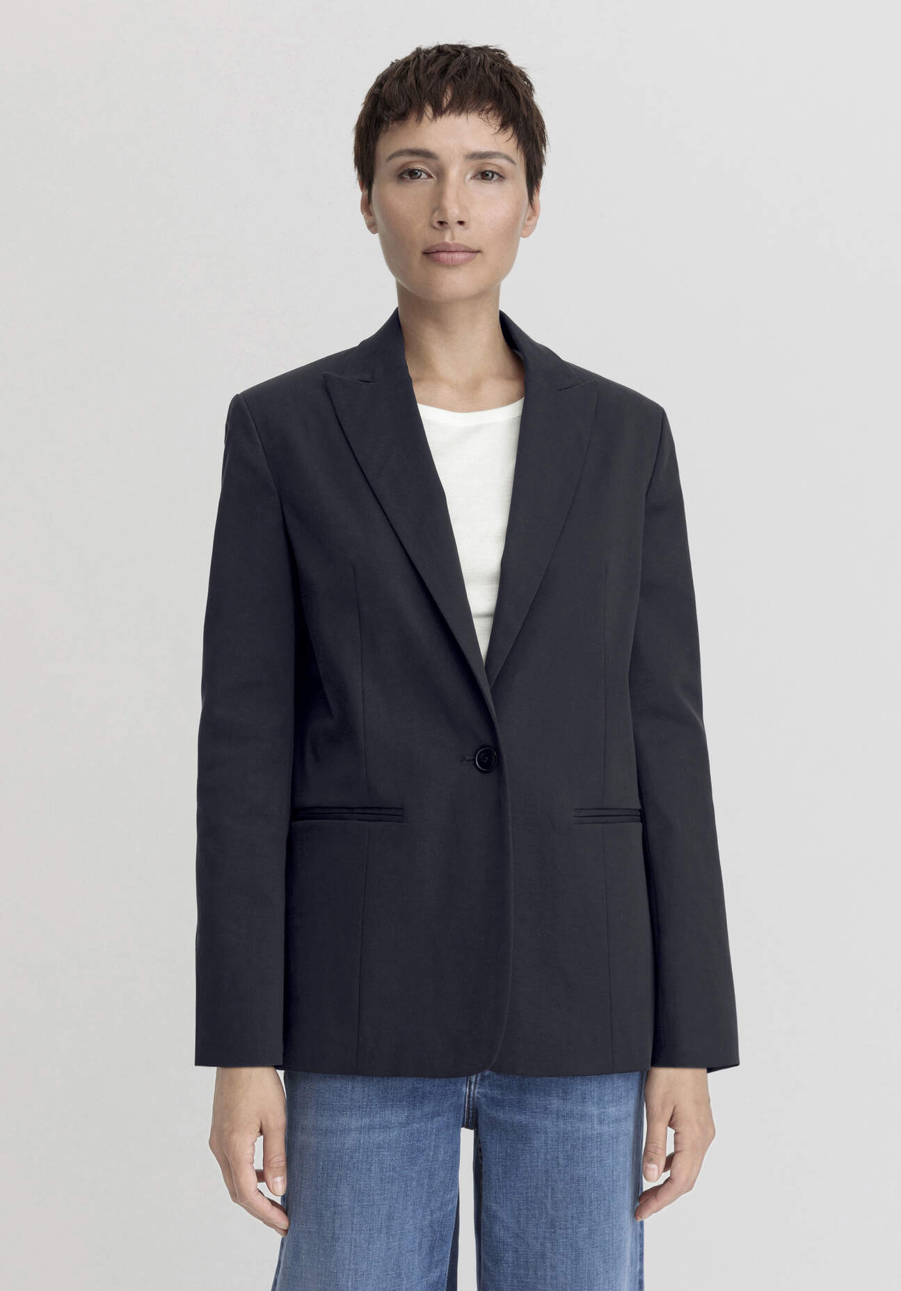 Thumbnail - hessnatur Damen Blazer Relaxed aus TENCEL™ Lyocell mit Bio-Baumwolle - blau - Größe 42