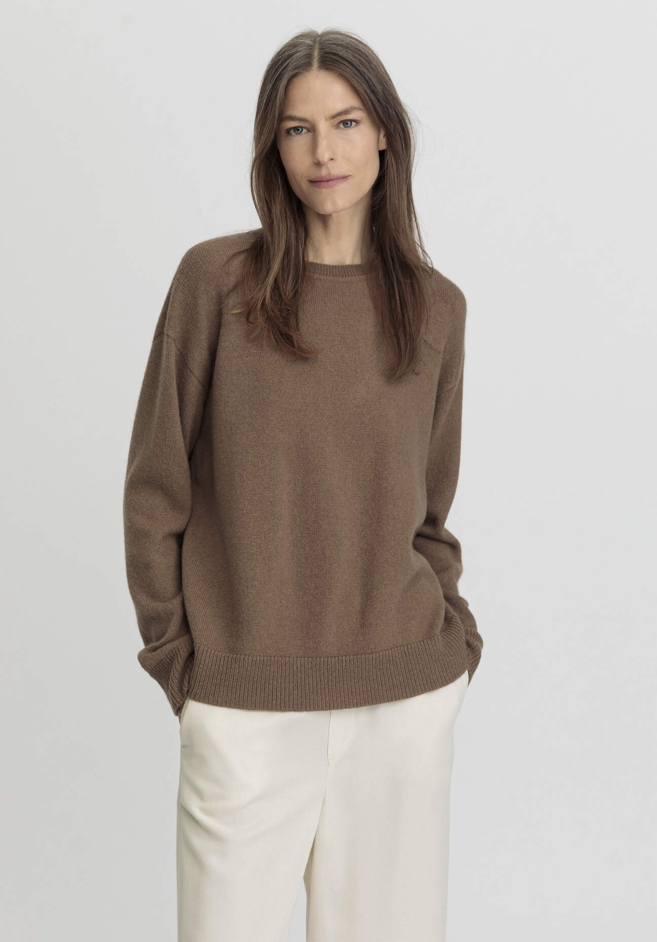 hessnatur Damen Pullover Relaxed aus Alpaka Wolle - braun Größe XS