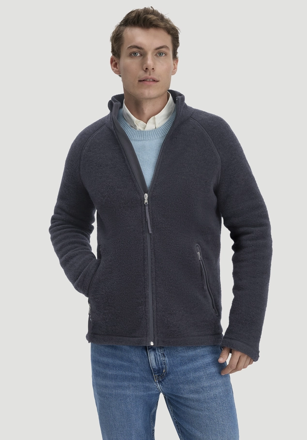 Regular wool fleece jacket made from pure organic merino wool