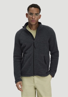 Regular wool fleece jacket made from pure organic merino wool