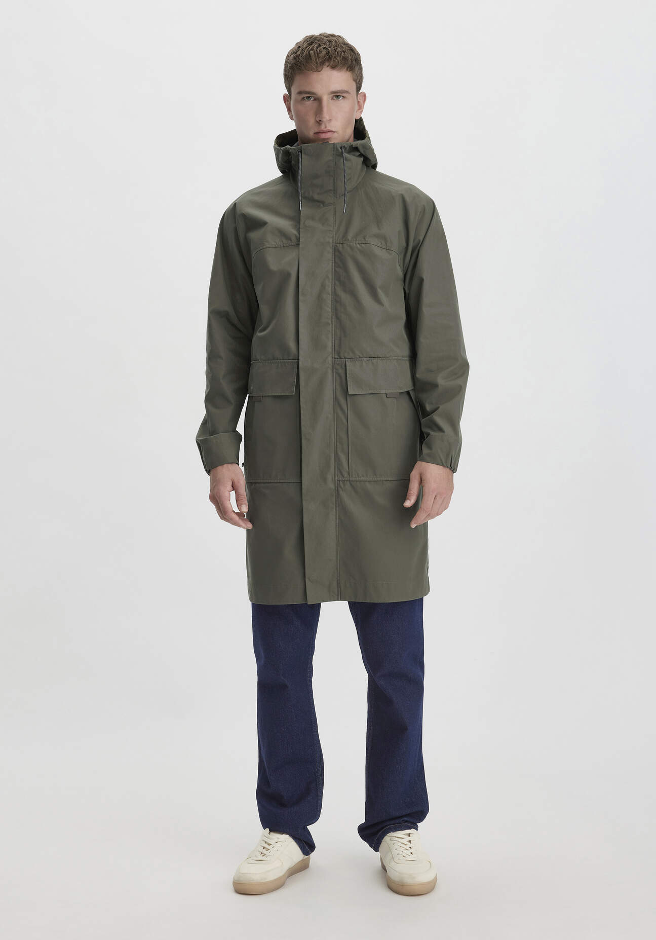 Thumbnail - hessnatur Herren Allwetter Parka Relaxed NATURE SHELL aus Bio-Baumwolle - grün - Größe 48
