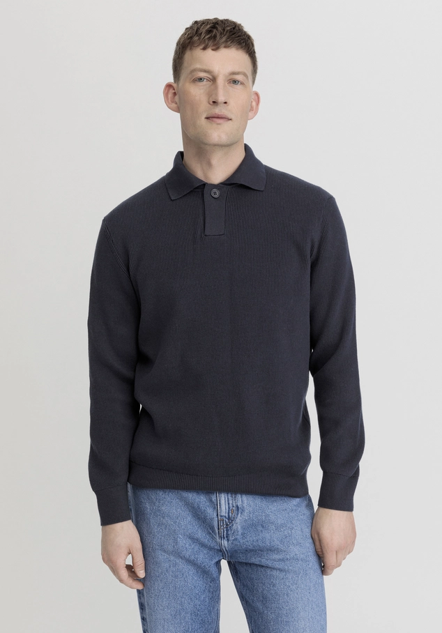 hessnatur, Smart Polo sweater made of pure organic cotton with virgin wool