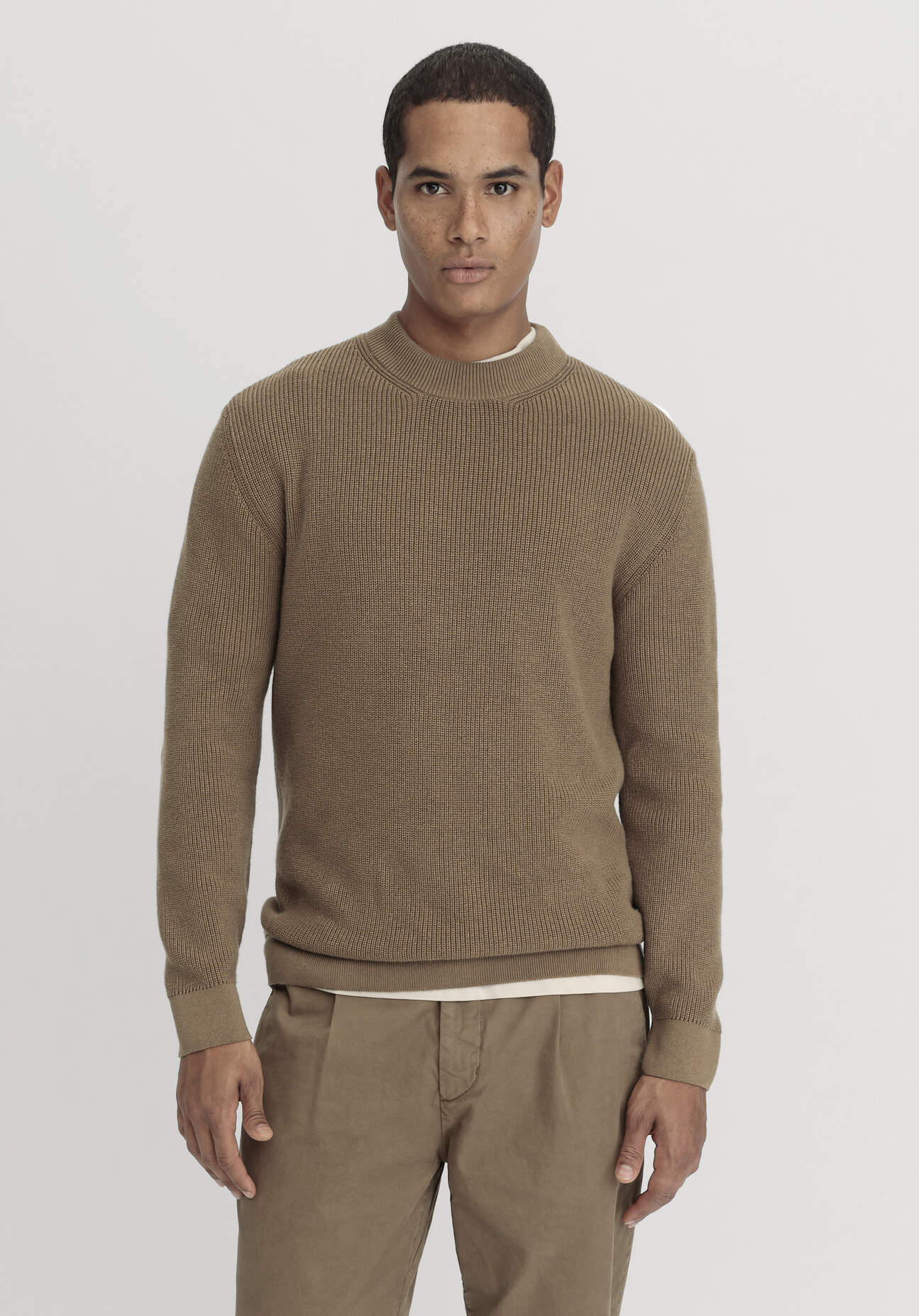 hessnatur Herren Pullover Regular aus Bio-Baumwolle mit Bio-Merinowolle - braun Größe 46