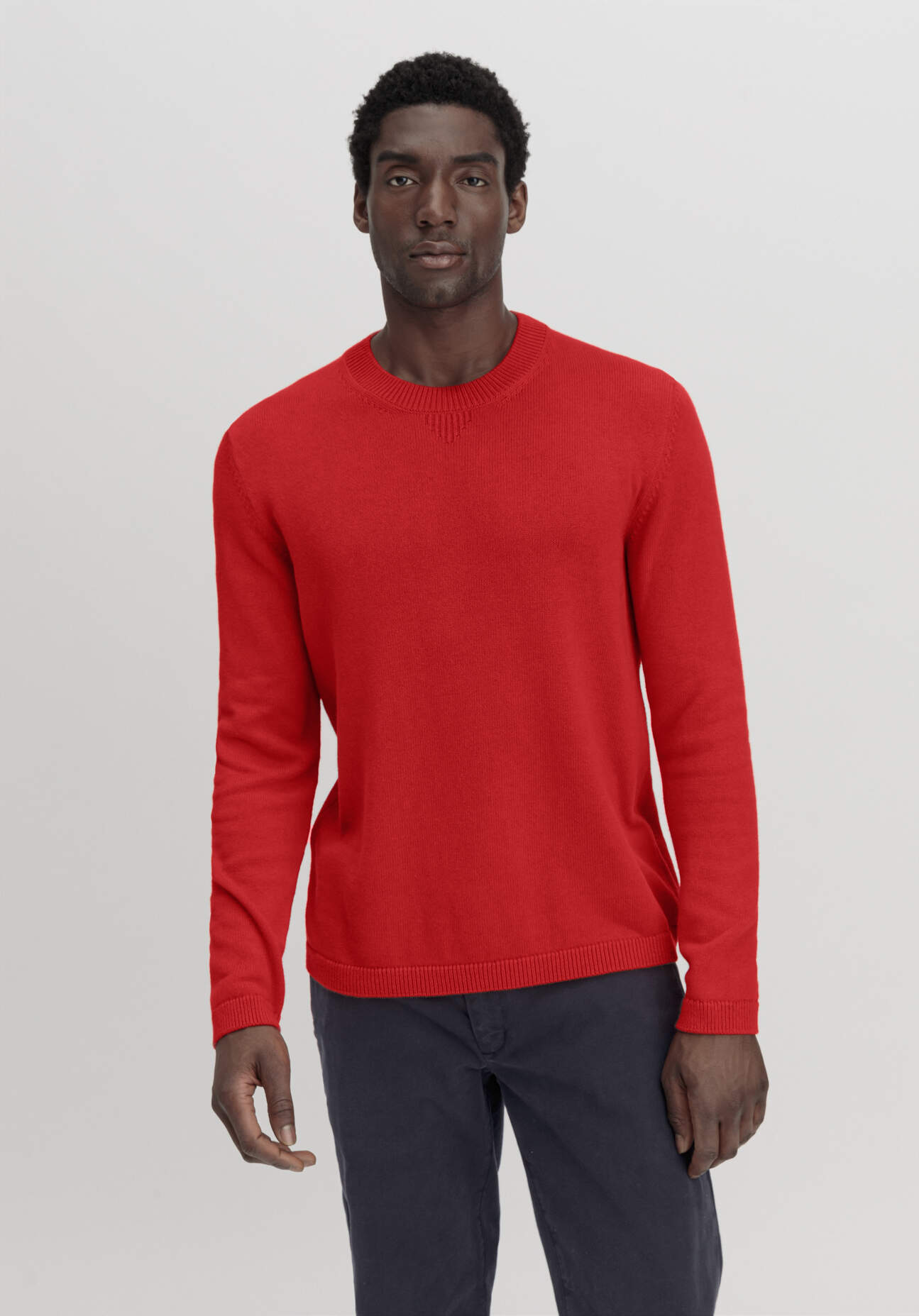 Thumbnail - hessnatur Herren Pullover Regular aus Bio-Baumwolle mit Bio-Merinowolle - rot - Größe 50