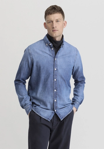 Jeans shirt regular made of pure organic denim - 0
