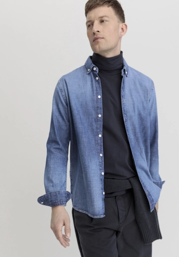 Jeans Hemd Regular aus reinem Bio-Denim - 4