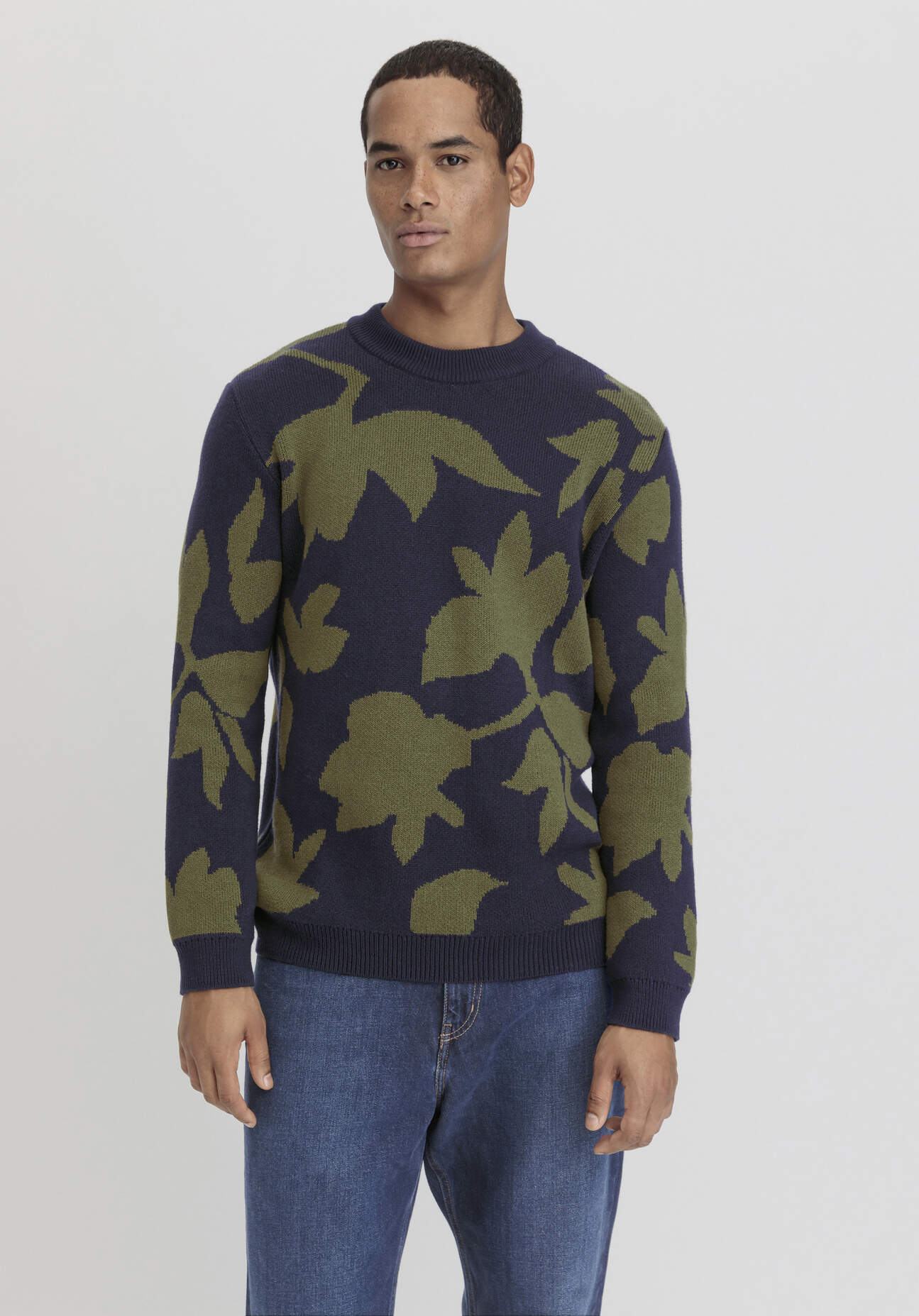 Thumbnail - hessnatur Herren Pullover Jacquard Regular aus Bio-Baumwolle mit Bio-Merinowolle - grün - Größe 56