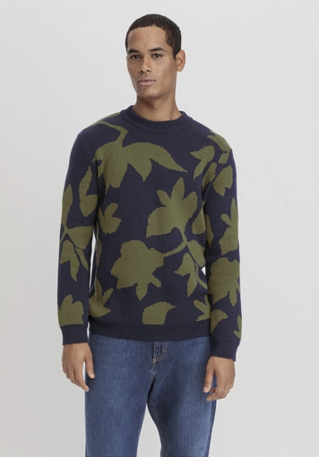 Jacquard Regular sweater made from pure organic cotton with organic merino wool - 0