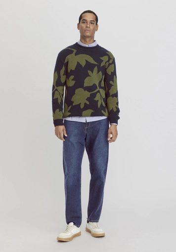 Jacquard Regular sweater made from pure organic cotton with organic merino wool - 1