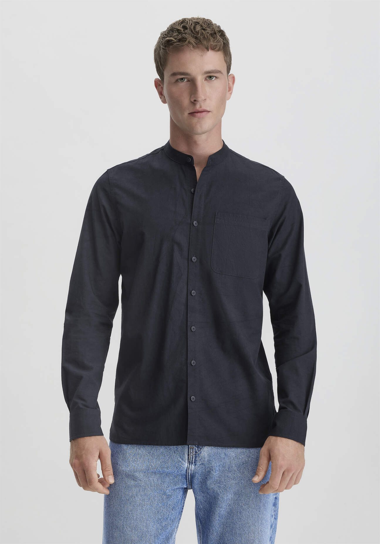 Thumbnail - hessnatur Herren Chambray Hemd Regular aus Bio-Baumwolle mit Hanf und Yak - blau - Größe XS (37/38)
