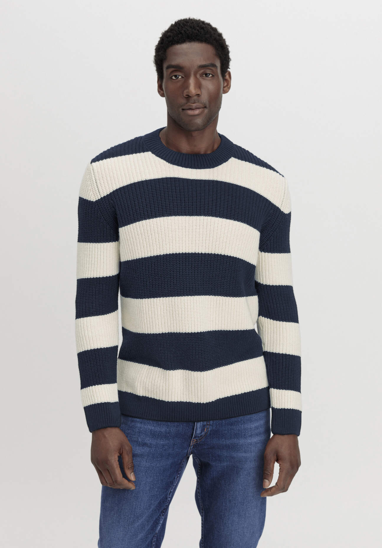 Thumbnail - hessnatur Herren Pullover Regular aus Bio-Baumwolle und Bio-Merinowolle - blau - Größe 54