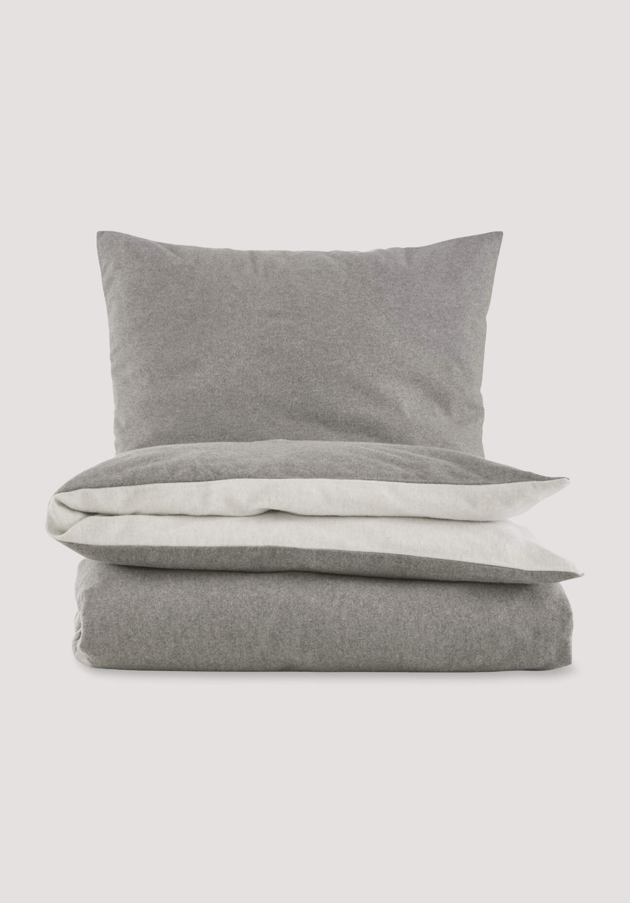 Thumbnail - hessnatur Biber Wende-Bettwäsche-Set aus Bio-Baumwolle - grau - Größe 155x220 / 80x80 cm