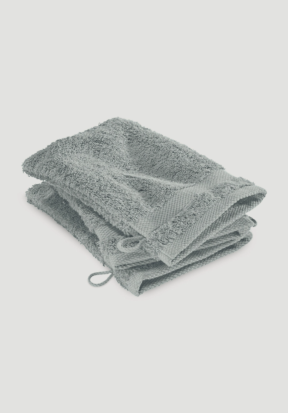 Washed Mirth Wash mitt in a pack of 3 made from pure organic cotton in Sage | hessnatur