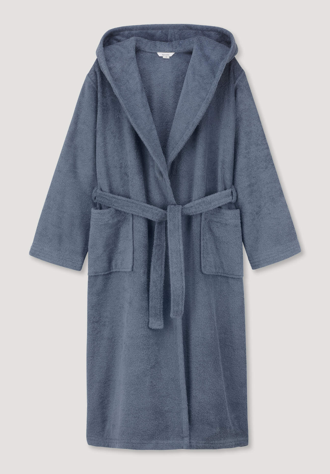 hessnatur langer Bademantel Relaxed aus Bio-Baumwolle - blau GrösseL