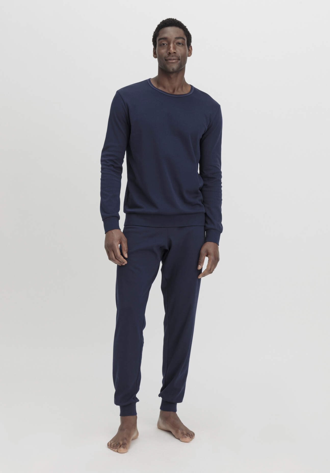 hessnatur Herren Pyjama PURE NATURE aus Bio-Baumwolle - blau Größe 56