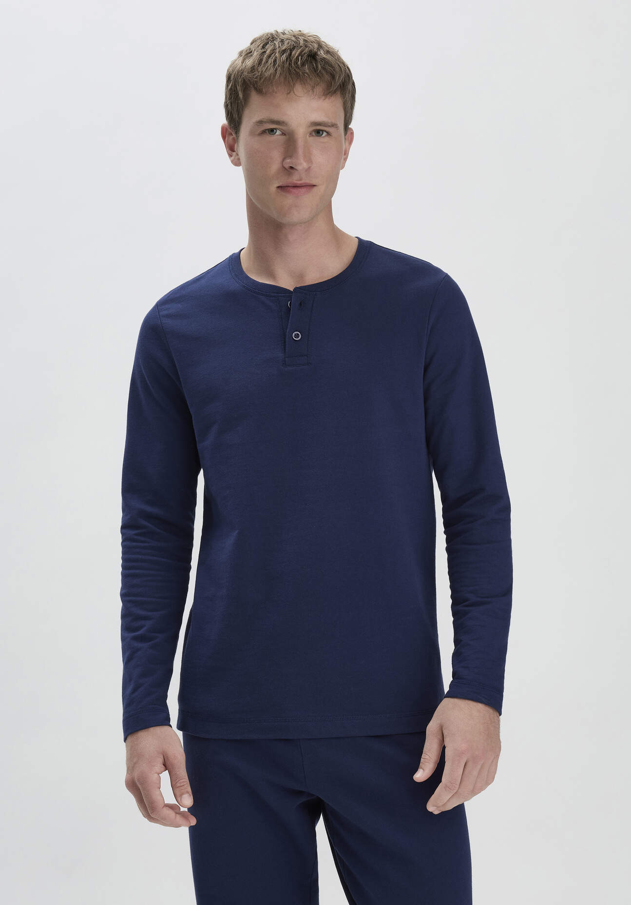 hessnatur Herren Loungeshirt Regular aus Bio-Baumwolle mit Kapok - blau Größe 56