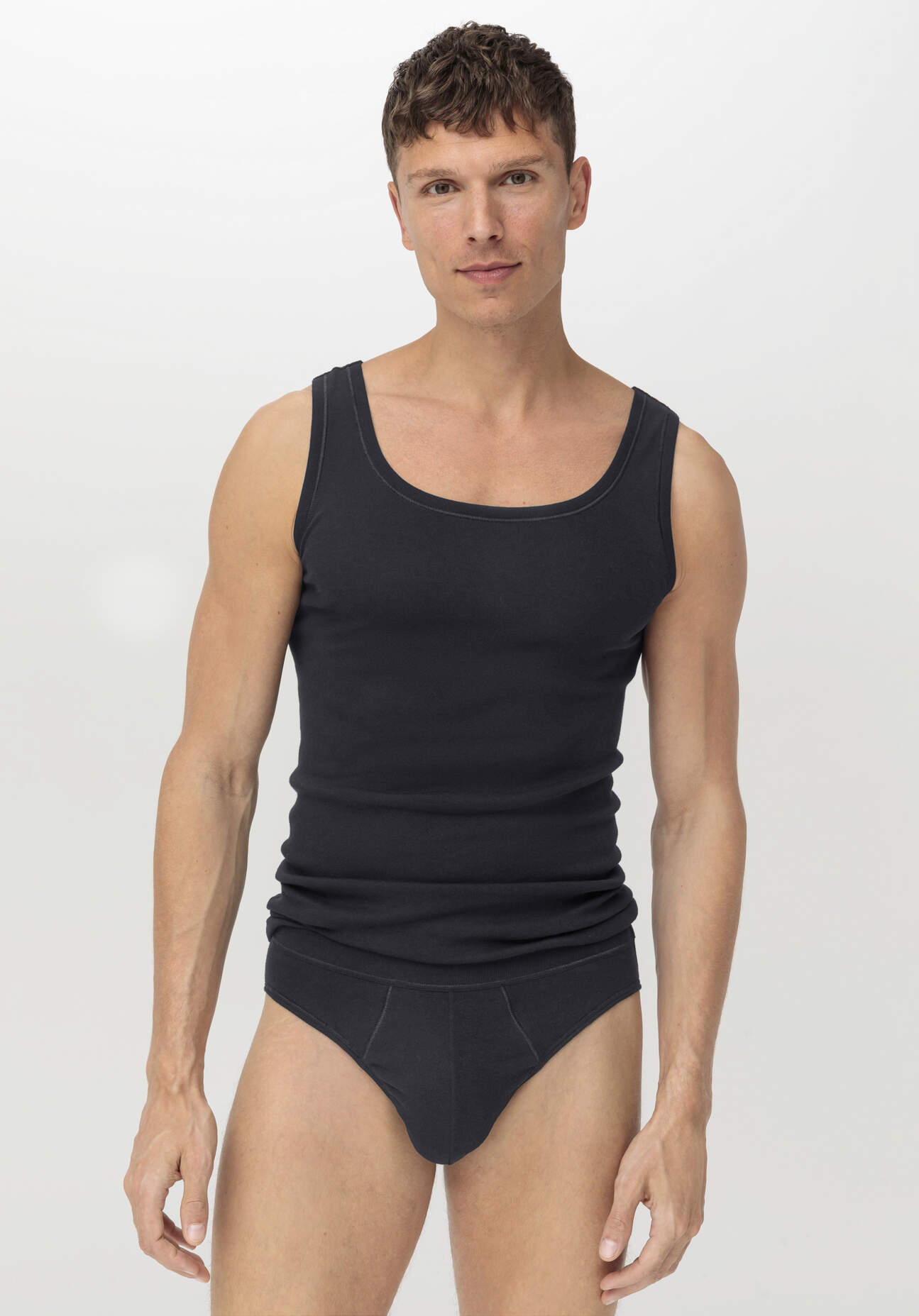 Thumbnail - hessnatur Herren Slip Regular Cut im 2er-Pack PURE NATURE aus Bio-Baumwolle - schwarz - Größe 5 = M