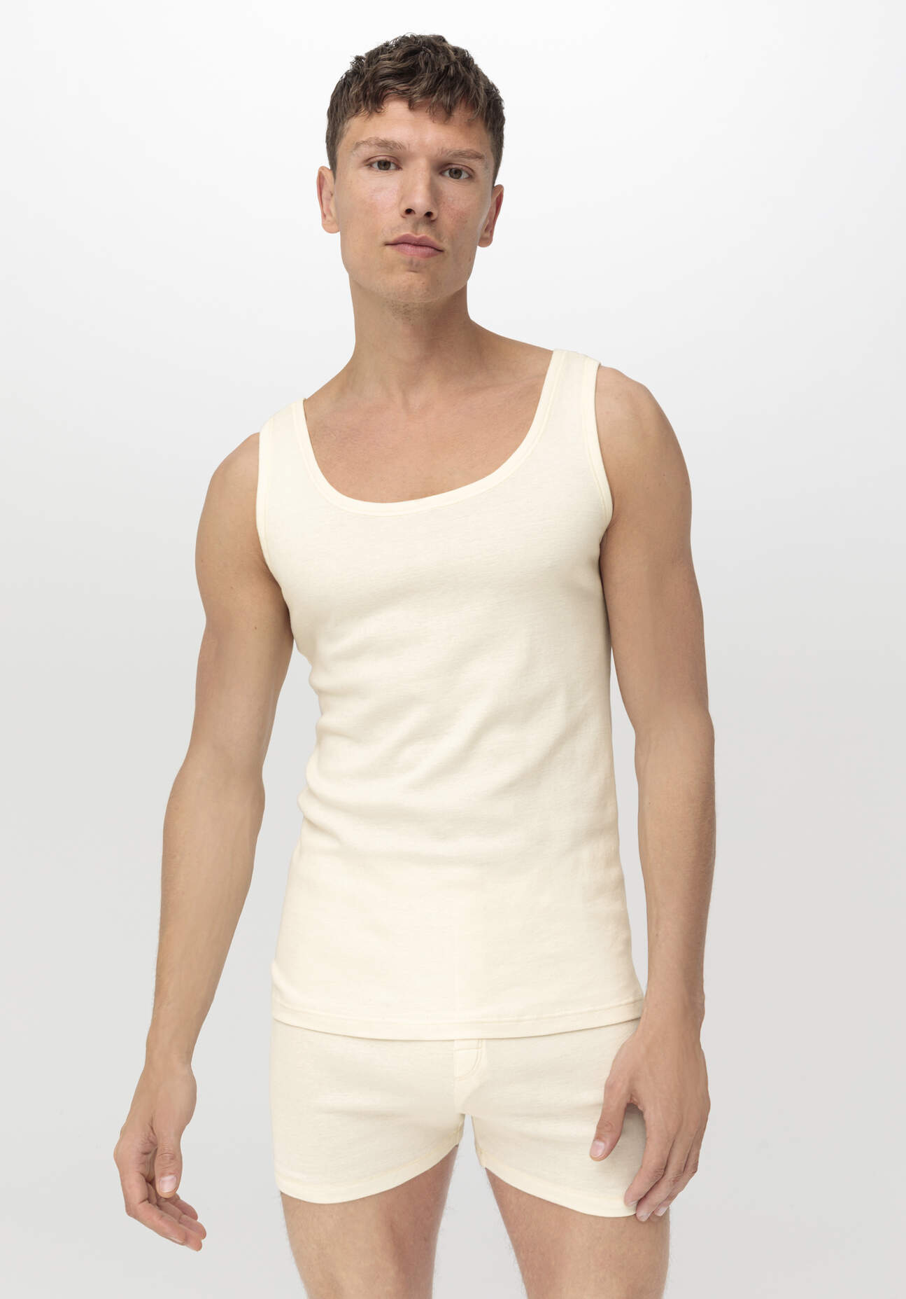 Thumbnail - hessnatur Herren Athletic Shirt im 2er-Pack PURE NATURE aus Bio-Baumwolle - natur - Größe 8 = XXL