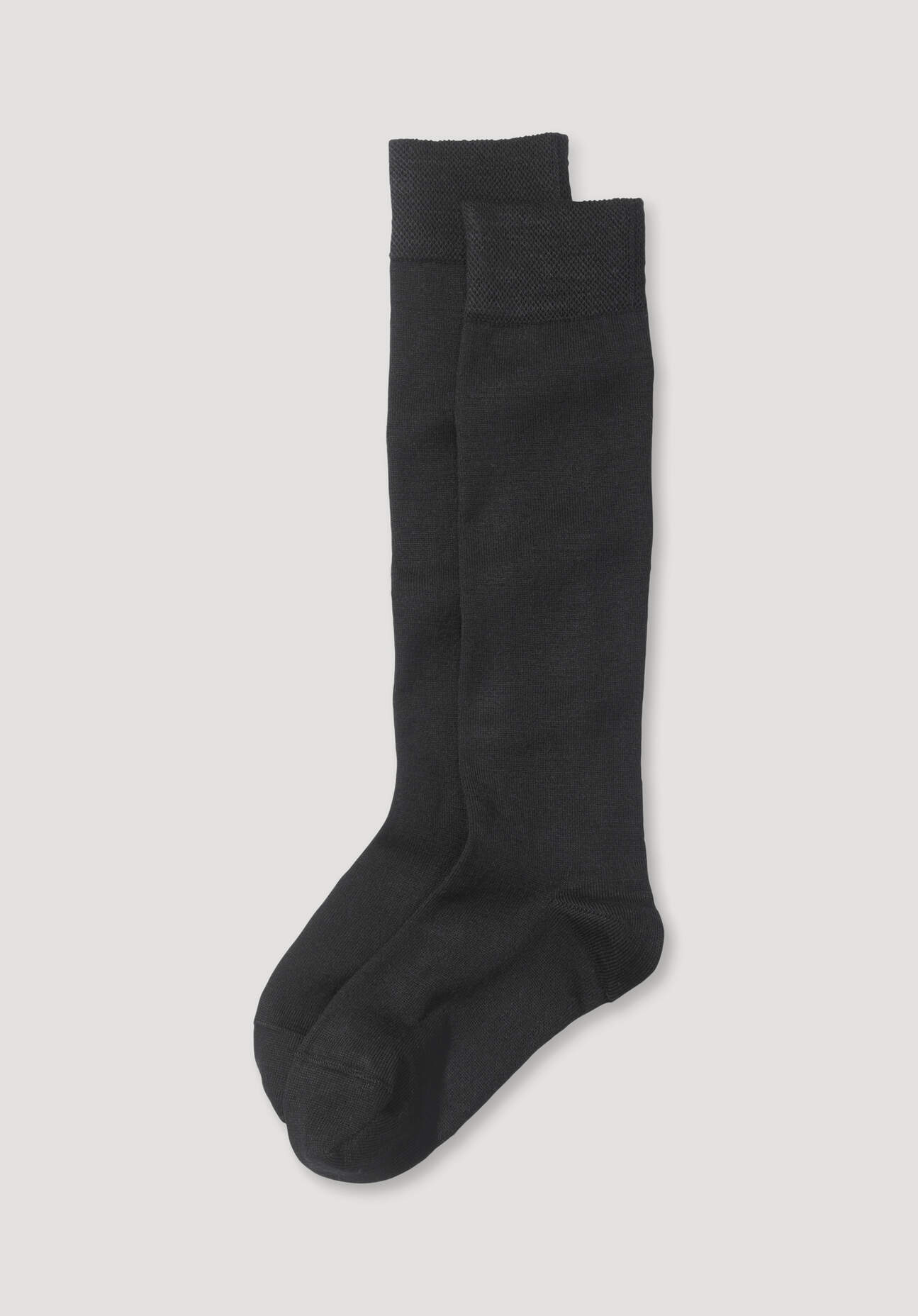 hessnatur Kniestrumpf im aus Bio-Merinowolle mit Bio-Baumwolle - schwarz Grösse35-38