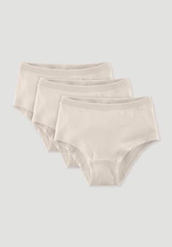 Girls' regular cut panties in a 3-pack made from pure organic cotton Girls' regular cut panties in a 3-pack made from pure organic cotton