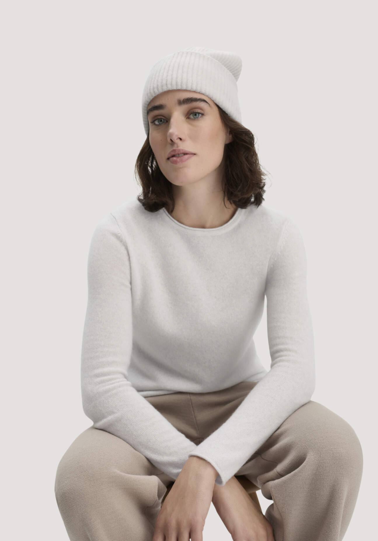 hessnatur Unisexaccessoires FTC × HESSNATUR Mütze aus Cashmere - beige Größe 1size